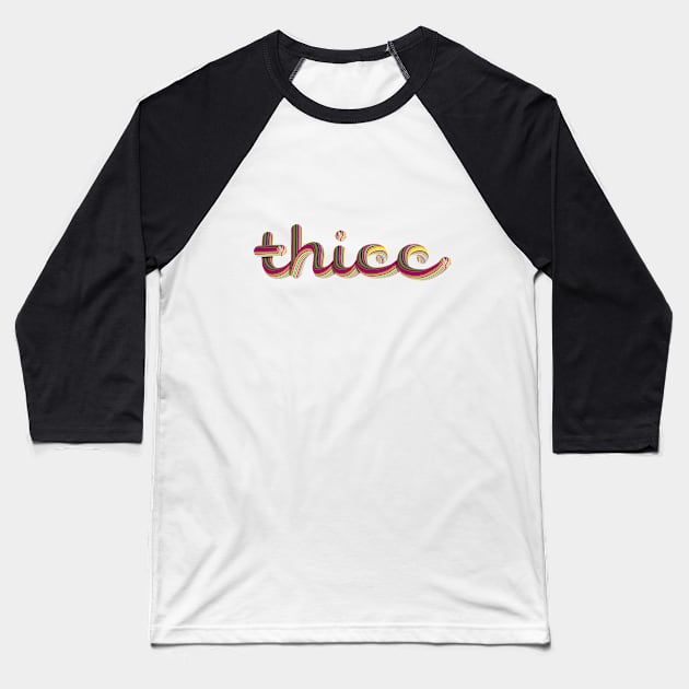 Thicc Text 3D Lettering Digital Illustration Multicolur brush Baseball T-Shirt by Ciara Shortall Art